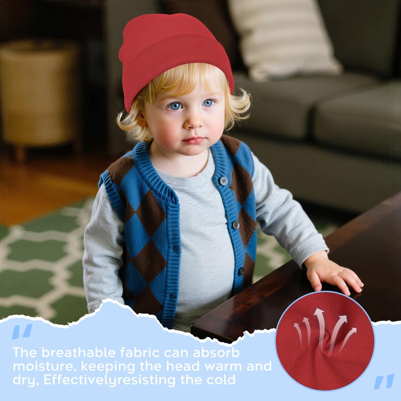 Zando Infant Newborn Hats Soft Cotton Cute Baby Beanies Unisex Lovely Knit Kids Caps Toddler Beanies for Baby Boys Girls G Red Large /6-24 Months - Image 4